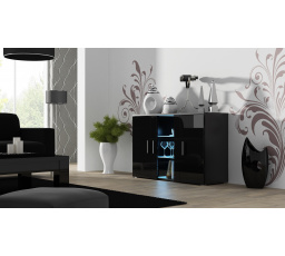 Komoda SOHO S-7, Černá/Černý lesk