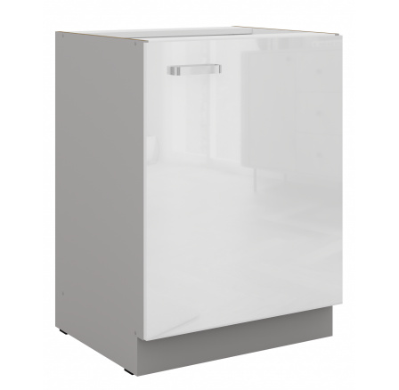 Dolní skřínka BIANCA - 60 D 1F BB, Šedá / Bílý lesk