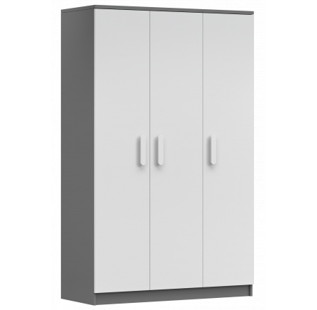 Šatní skříň 3D SMYK II - 19, Šedá/Bílá/Bílá