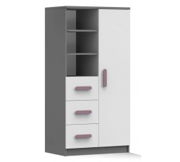 Regál 80 3S1D SMYK II - 05, Šedá/Bílá/Vřes