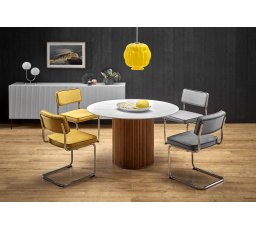 Jídelní stůl BRUNO, efekt bílého mramoru / ořech