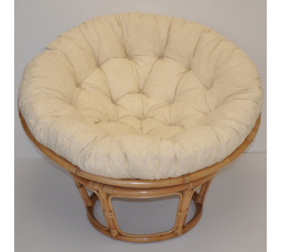Ratanový papasan 100 cm medový polstr světle béžový melír