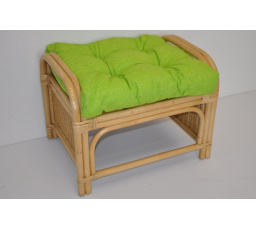 Ratanová taburetka Ear medová polstr světle zelený melír