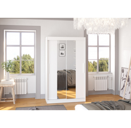 Posuvná skříň se zrcadlem SANTOS 120 Bílá+Bílá