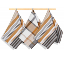 Kuchyňská utěrka 50x70cm proužek hořčicový, hnědý