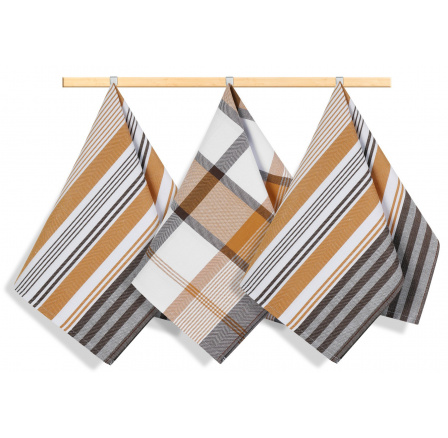 Kuchyňská utěrka 50x70cm proužek hořčicový, hnědý