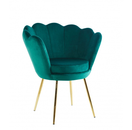 Křeslo velvet zelené /nohy zlaté/ FR1-FX