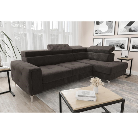 Rohová sedací souprava s funkcí spaní ORION 165x255 - hnědá , pravá