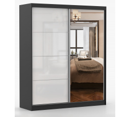 Šatní skříň MULTI 35 - 183 cm, Černá/Bílý Lesk