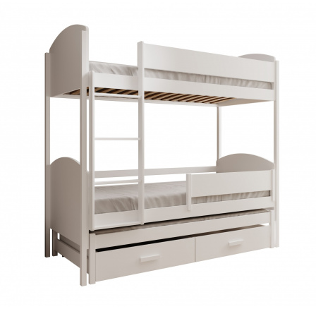 Třílůžková dětská postel Leia 200x90 Bílá+Bílá