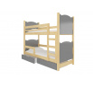 Dvoulůžková patrová postel s matracemi MARABA Pine+Gray