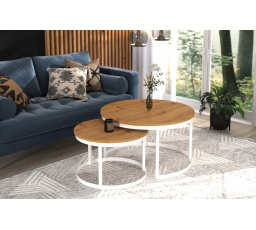 Konferenční stolek 2v1 OKIN Bílý+Artisan