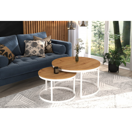 Konferenční stolek 2v1 OKIN Bílý+Artisan