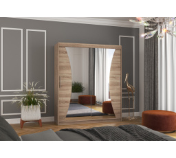 Posuvná skříň se zrcadlem CHARLOTTE 180 Truffle+Truffle