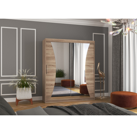 Posuvná skříň se zrcadlem CHARLOTTE 180 Truffle+Truffle