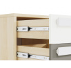 Noční stolek Drop 1301, Buk Fjord/Bílá/Šedá platina