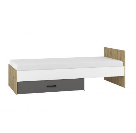 Postel FINI 09, Dub Artisan/Bílá/Antracit Postel FINI 09, Dub Artisan/Bílá/Antracit