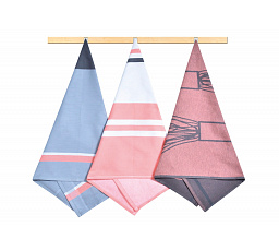 Kuchyňská utěrka 50x70cm geometrie lososová