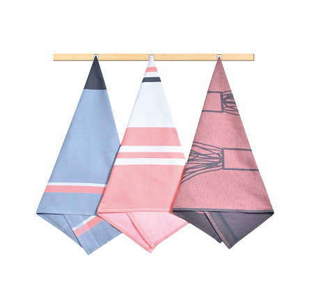 Kuchyňská utěrka 50x70cm geometrie lososová