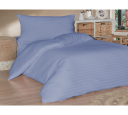 Povlečení saténový proužek 140x200, 70x90cm modré zipový uzávěr