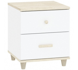 Noční stolek GOODY 2S, Bílá/Akácie
