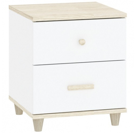 Noční stolek GOODY 2S, Bílá/Akácie