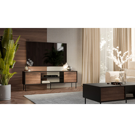 TV komoda CORTINA EF, černá / ořech TV komoda CORTINA EF, černá / ořech