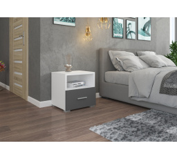 Noční stolek se zásuvkou EMI White+Gray