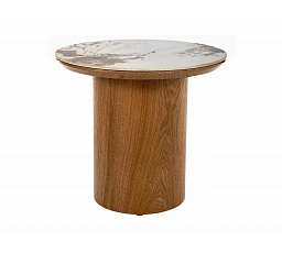 Konferenční stůl RONDO Ceramic 45cm, Pandoro Bílý Lesk / Dub