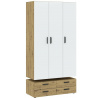 Šatní skříň BASIC TWO 3D4S, Dub Artisan/Bílá