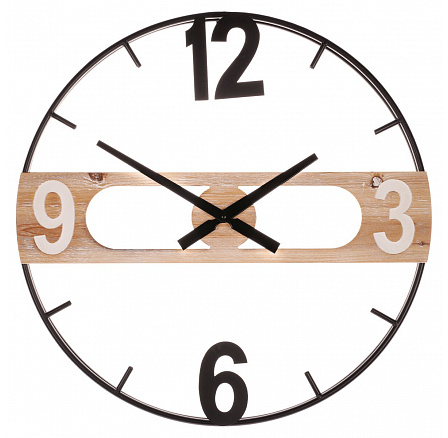 Hodiny nástěnné - pr. 60 cm, mix kovu a MDF