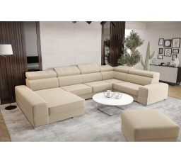 Rohová sedací souprava ROYAL MAX II průměr 230x375x185 - pravá, béžová