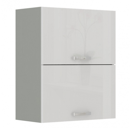 Kuchyňská horní skříňka BOLZANO 60-GU-72-2F, Bílý lesk/Šedá Kuchyňská horní skříňka BOLZANO 60-GU-72-2F, Bílý lesk/Šedá