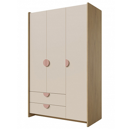 Skříň Leya R1 dub cremona/macadamia/pudrová růžová