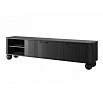 TV komoda VESPER 3D, Černá/Černé úchyty/kulaté nohy