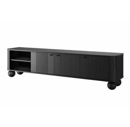 TV komoda VESPER 3D, Černá/Černé úchyty/kulaté nohy TV komoda VESPER 3D, Černá/Černé úchyty/kulaté nohy