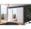 Posuvná skříň se zrcadlem a LED osvětlením SALTO 250 Bílá+Bílá