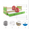 Dětská postel RICO s přistýlkou 90x190 cm, s matracemi, Přírodní/Zelená