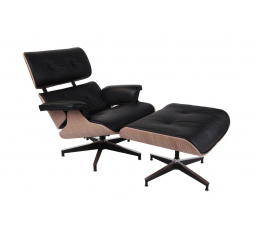 Křeslo Vip s podnožkou černé/přírodní dub/standardní základna