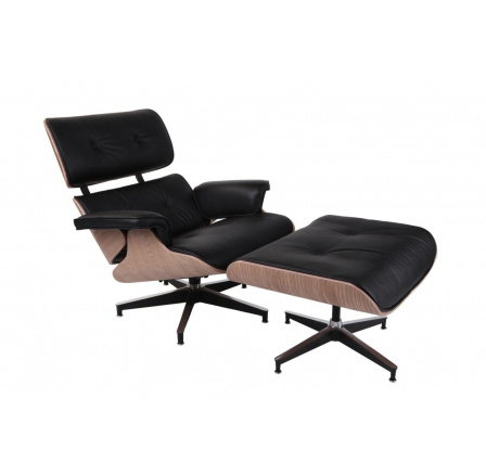 Křeslo Vip s podnožkou černé/přírodní dub/standardní základna