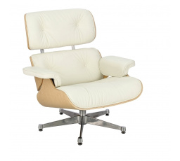 Křeslo Vip bílá/přírodní dub/stříbrná základna