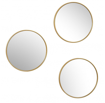Sada 3 zlatých zrcadel Toronto, kulatých 26 cm