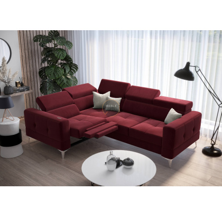 Rohová sedací souprava TOSCANIA , relax s funkcí spaní 185x250 - červená , levá