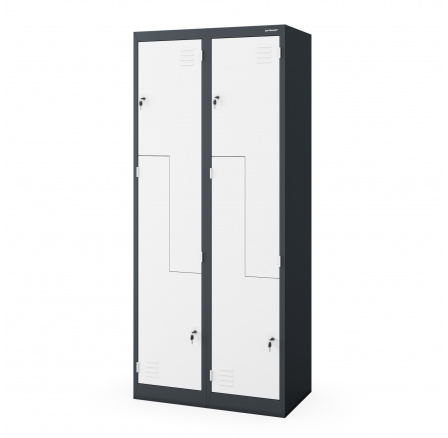 Šatní skříň typu L JULIA, 800 x 1850 x 450 mm, antracitově-bílá