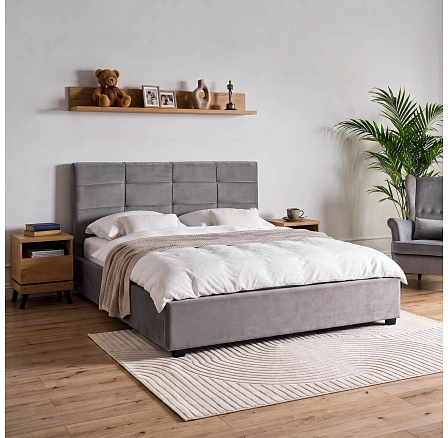 Postel 160x200 TINGA Sametová Tmavě šedá Postel 160x200 TINGA Sametová Tmavě šedá