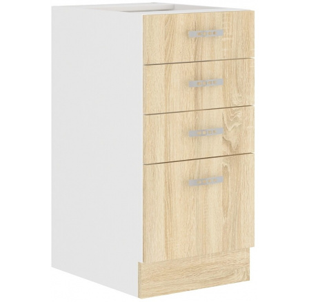 Dolní skřínka SARA - 40 D 4S BB, Bílá / Dub Sonoma