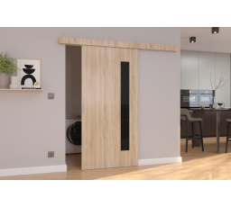 Posuvné dveře na stěnu GELA 106 Sonoma+Černý Lacobel