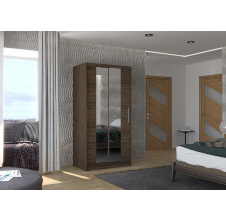 Posuvná skříň se zrcadlem DRAGONIS 100 Choco+Choco