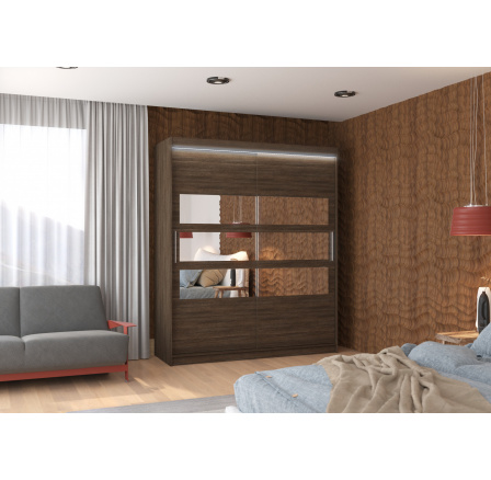 Posuvná skříň se zrcadlem a LED osvětlením TOLEDO 180 Choco+Choco Posuvná skříň se zrcadlem a LED osvětlením TOLEDO 180 Choco+Choco