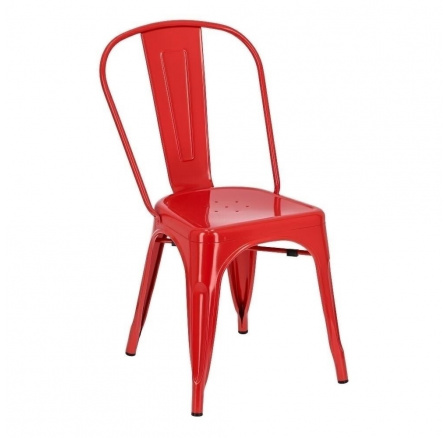 Židle Paris červená inspirovaná Tolix